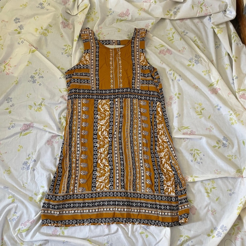 Maurices Mustard and Black Patterned Dress